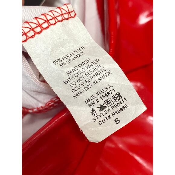 NEW Fashion Nova Tummy Tuck Women Red Faux Leather Vegan Patent Leggings Pants S - Picture 6 of 6